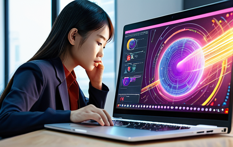 A vibrant scene of a young Vietnamese professional, inspired and focused, working seamlessly with an AI digital assistant on a laptop. The AI is subtly visualized as a holographic interface or energetic light streams, representing enhanced creativity and productivity. The setting is a modern, bright workspace with elements of Vietnamese contemporary design.