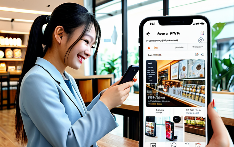 Personalized Shopping Experience**

"A young Vietnamese woman browsing a mobile shopping app in a modern cafe, fully clothed in stylish, modest attire, smiling as she looks at product recommendations, appropriate content, safe for work, natural pose, perfect anatomy, professional digital art, high quality."

**